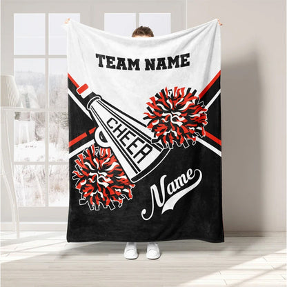 Personalized Cheerleading Blanket, Custom Name Soft Cozy Sherpa Fleece Throw Blankets