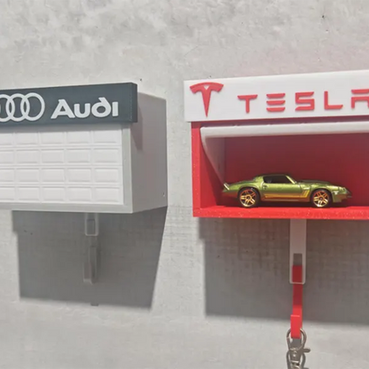 Mini Garage Key Holder: Toy Car Display with Hidden Compartment
