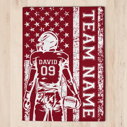 Personalized Football Team Blanket: Custom Name & Number