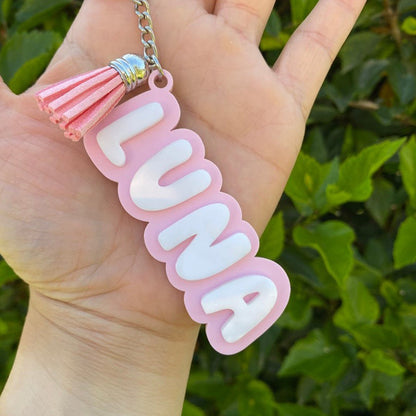 Personalized Keychain, Acrylic Name Tag, Pastel Keychains