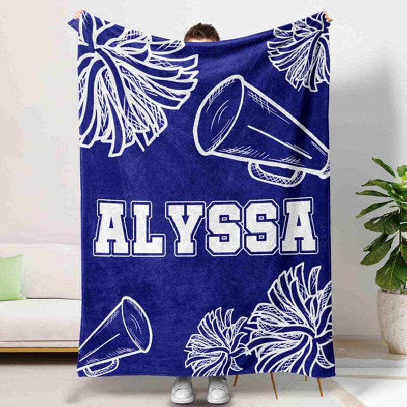 Personalized Name Cheerleader Blanket, Custom Name Cheerleading Blankets