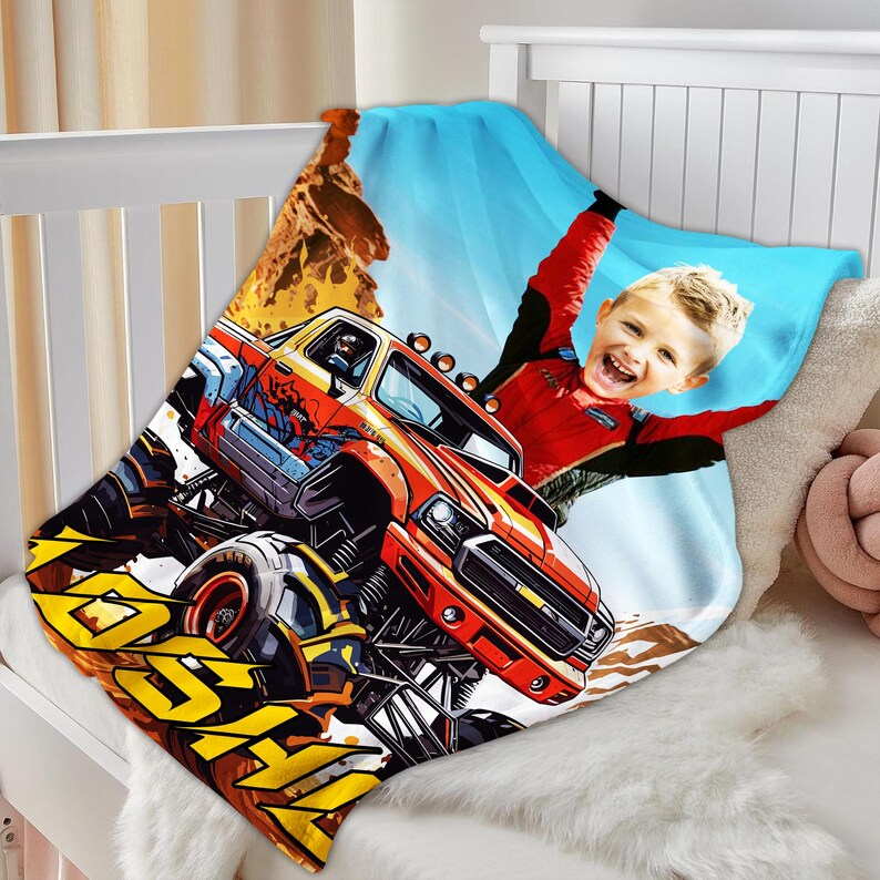 Personalized Superhero Monster Truck Blanket