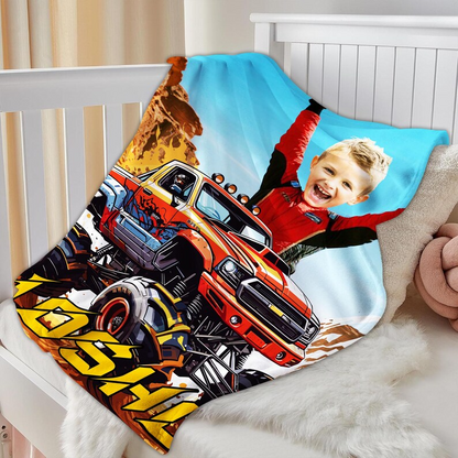 Personalized Superhero Monster Truck Blanket