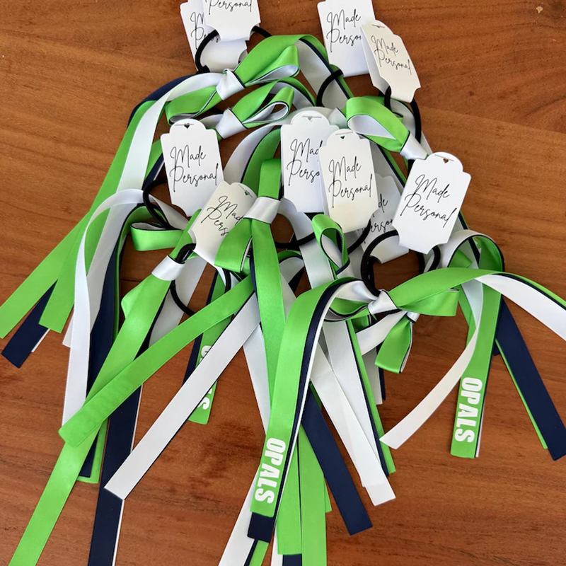 Personalised Team Ribbons with elastic | Custom Name Sports Ribbons