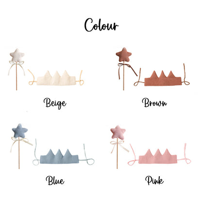 Custom Linen Birthday Crown for Birthday | Personalized Gifts with Hand Embroidered Name