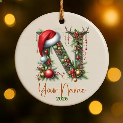Personalized Monogram Keepsake Ornament 2026 – Custom Initial Name Decor