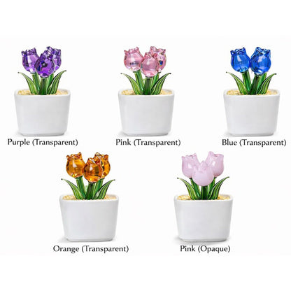 Personalized Glass Everlasting Tulips, Glass Flower Pot, Handmade Gift for Mom