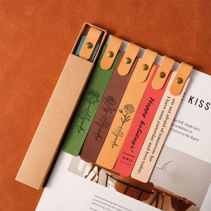 Personalized Leather Bookmark: Custom Engraved Full-Grain Italian Leather