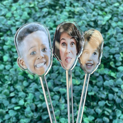 Printed Face Stir Stick, Acrylic Cocktail Sticks