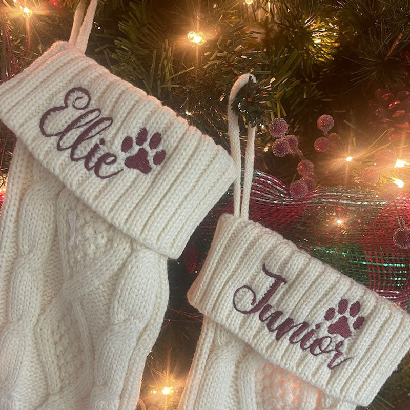 Custom Christmas Stocking with Name, Embroidered Knit Stocking, Monogram Christmas Stocking, Personalized Family Stocking, Holiday Decor