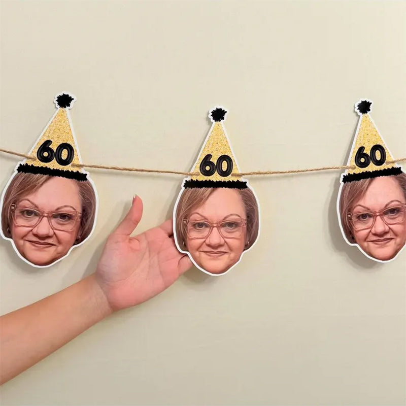 Custom Face Birthday Banner, Personalized Party Decor
