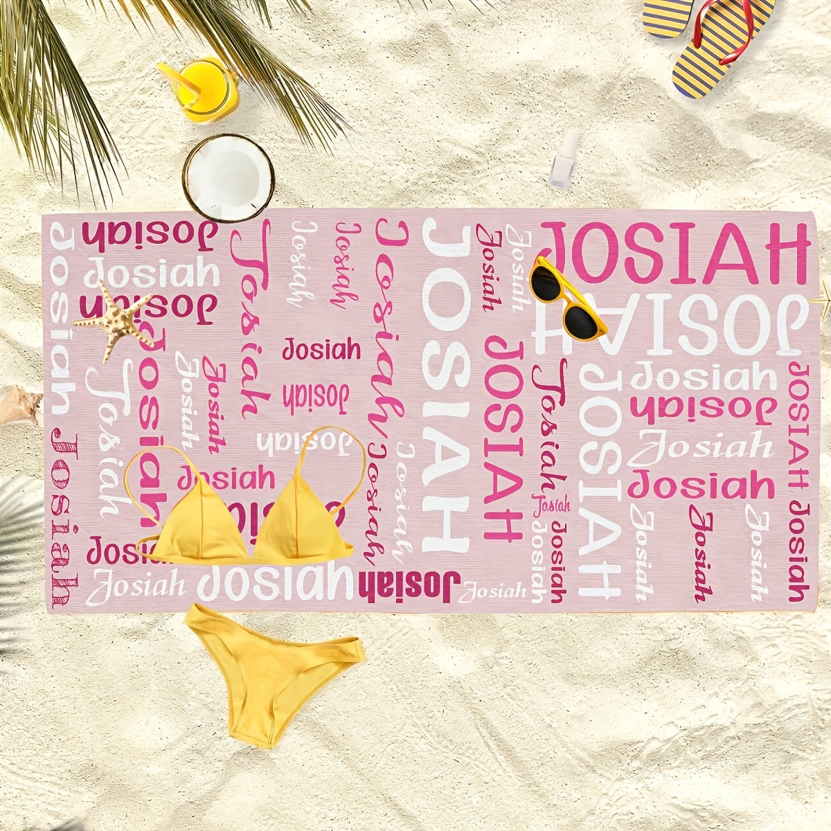 Unisex Personalized Beach Towel, Quick Drying Lightweight Custom Name Bath Towel