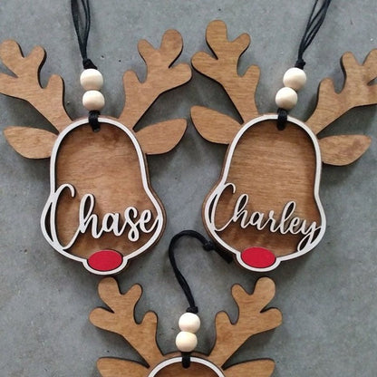 Personalized Reindeer Ornament | Personalized Rudolph Wooden Ornaments