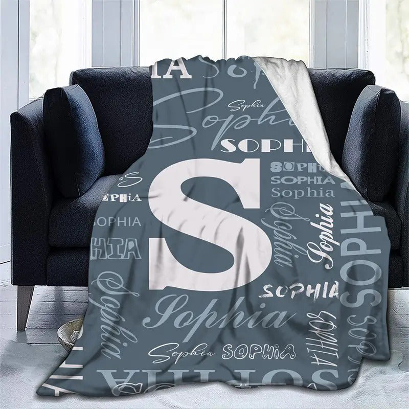 Personalized Custom Flannel Blanket, Letter Custom Your Name Flannel Blanket