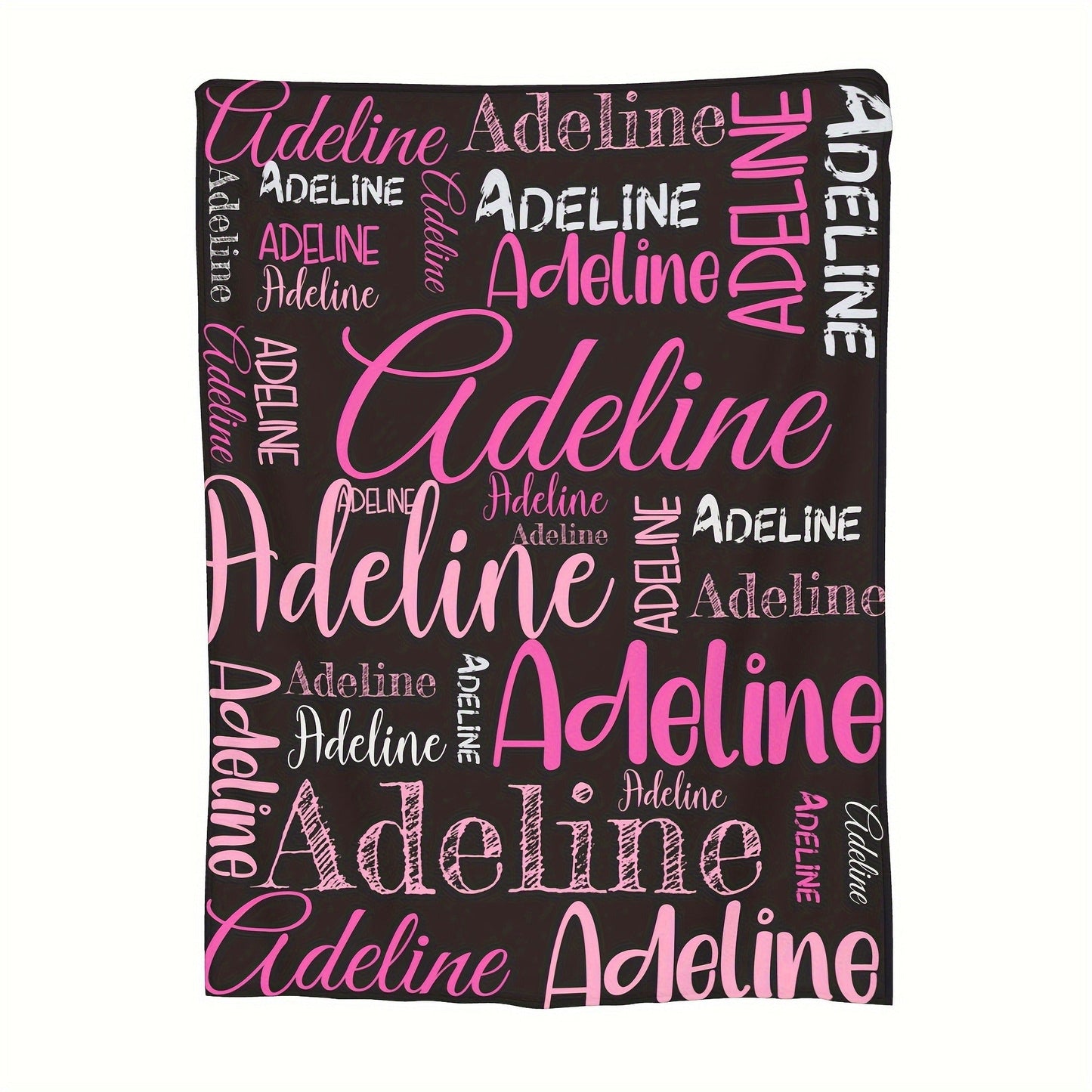 Personalized,Blankets  Soft & Cozy, All-Season Vintage Print in Pink & Black with White Text