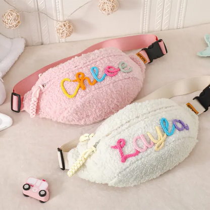 Personalized Plush Waist bag,Kids Crossbody Bag,Custom Crochet Name