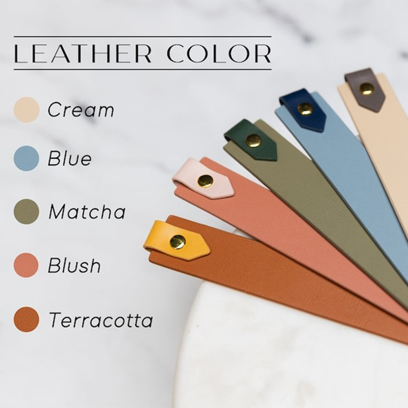 Engraved leather bookmark w/ loop