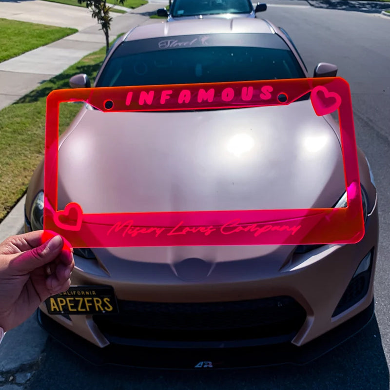 Custom engraved license plate frame