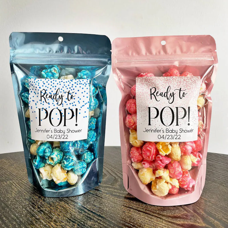 Ready to Pop baby shower treat bags, About to Pop favor bags