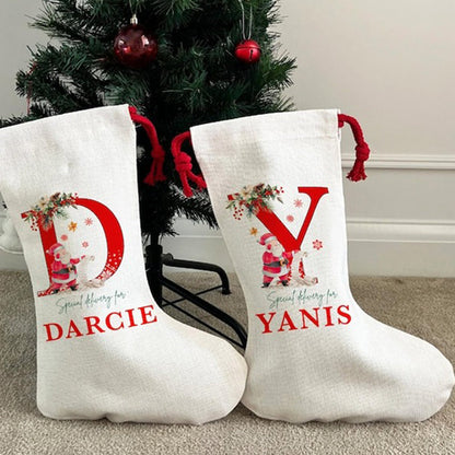 Personalized Santa Stocking with Name, Christmas Name Stocking