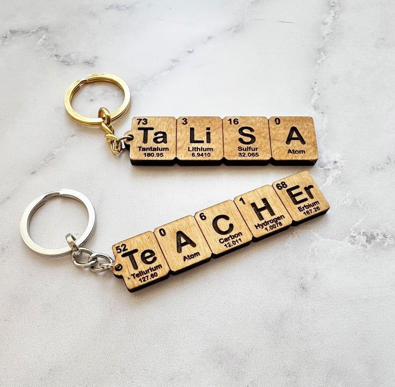 Custom Periodic Table Element Name Key Chain