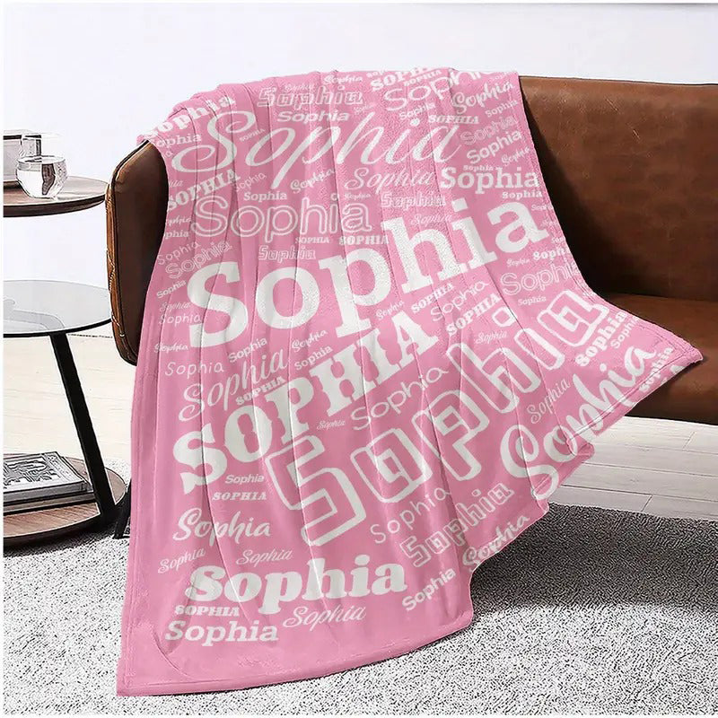 Your Name Letter Gradient Text Custom Flannel Blanket