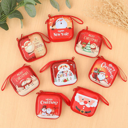 Personalization name Festive Red PVC Christmas Coin Purse