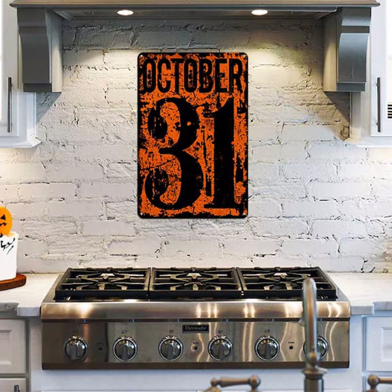 October 31 Number Date Halloween Metal Sign