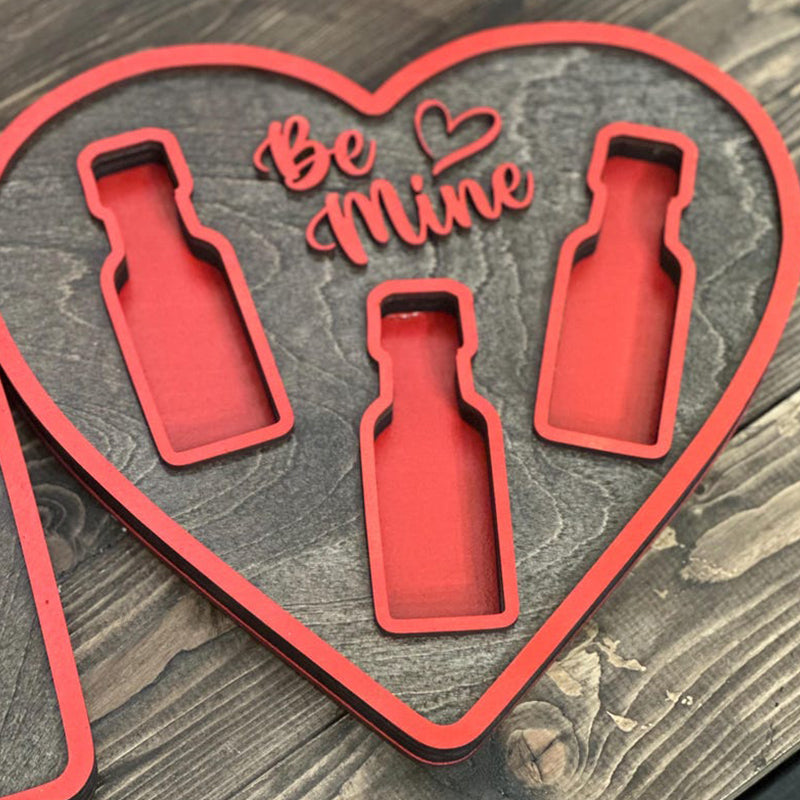 Valentines Day Gift for him, Be Mine Heart-Shaped Mini Liquor Bottle Display Tray