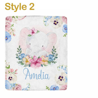 Personalized Baby Girl Blanket: Rose Flower Bunny Rabbit Easter Blanket