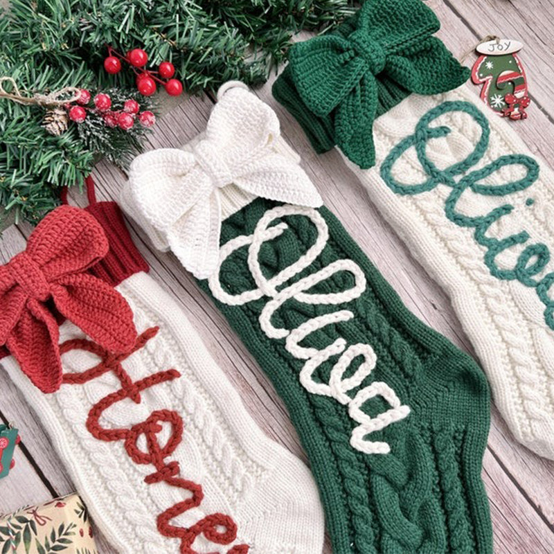 Cute Bow Personalized Christmas Stocking