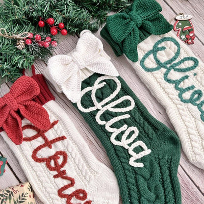 Cute Bow Personalized Christmas Stocking