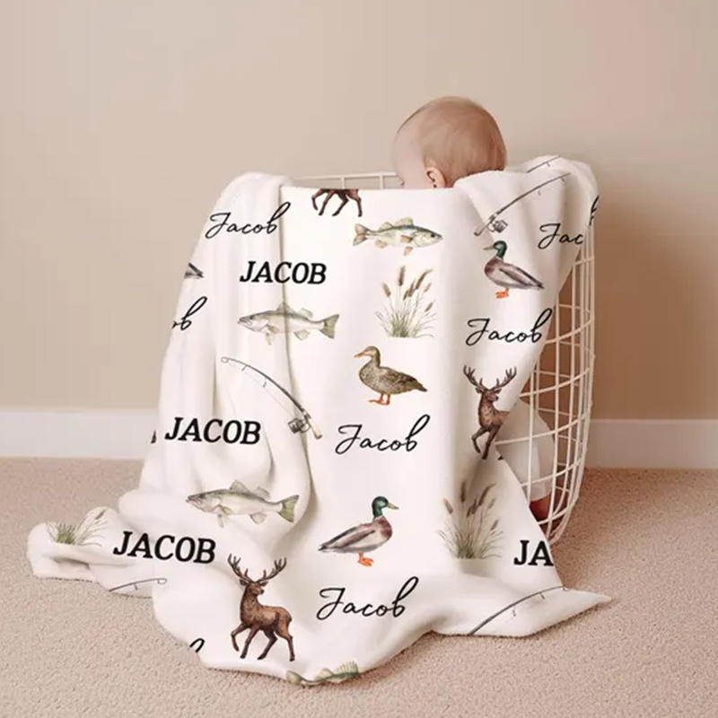 personalized fisherman baby blanket for boys hunting theme baby shower gift