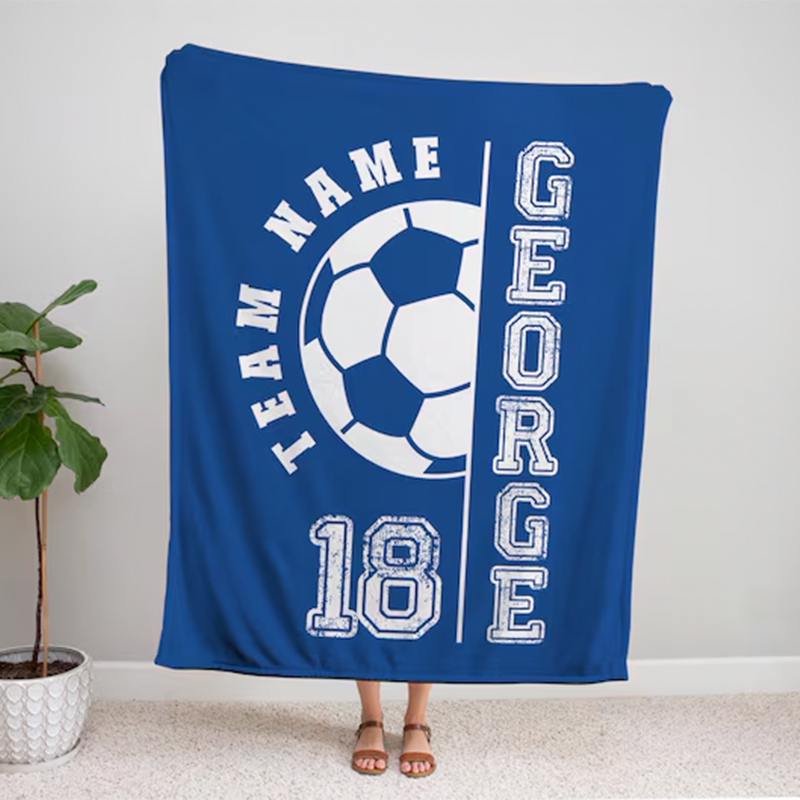 Custom Soccer Blanket, Personalized Name Soccer Senior Gift