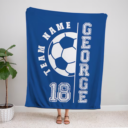 Custom Soccer Blanket, Personalized Name Soccer Senior Gift
