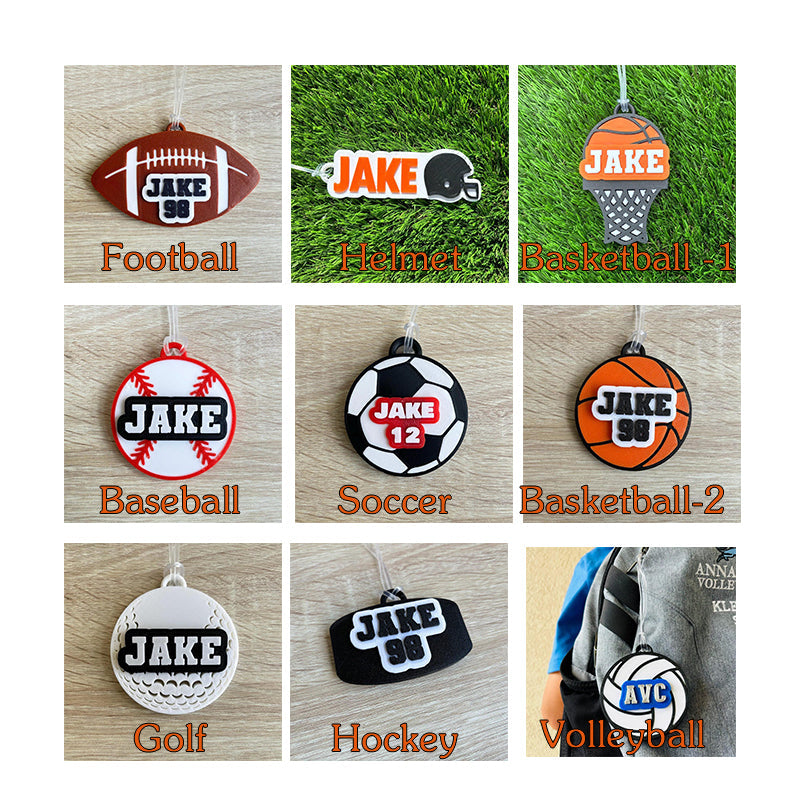 Personalized Sport Bag Tag Basketball Golf Volleyball Soccer Hockey Baseball Basketball Football Name Tag