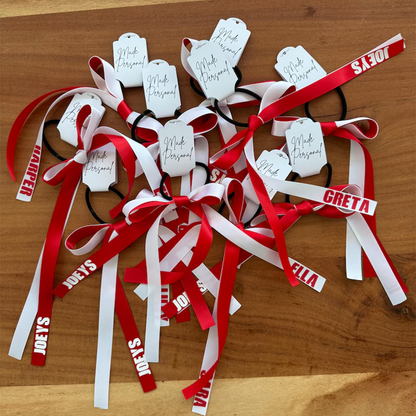 Personalised Team Ribbons with elastic | Custom Name Sports Ribbons