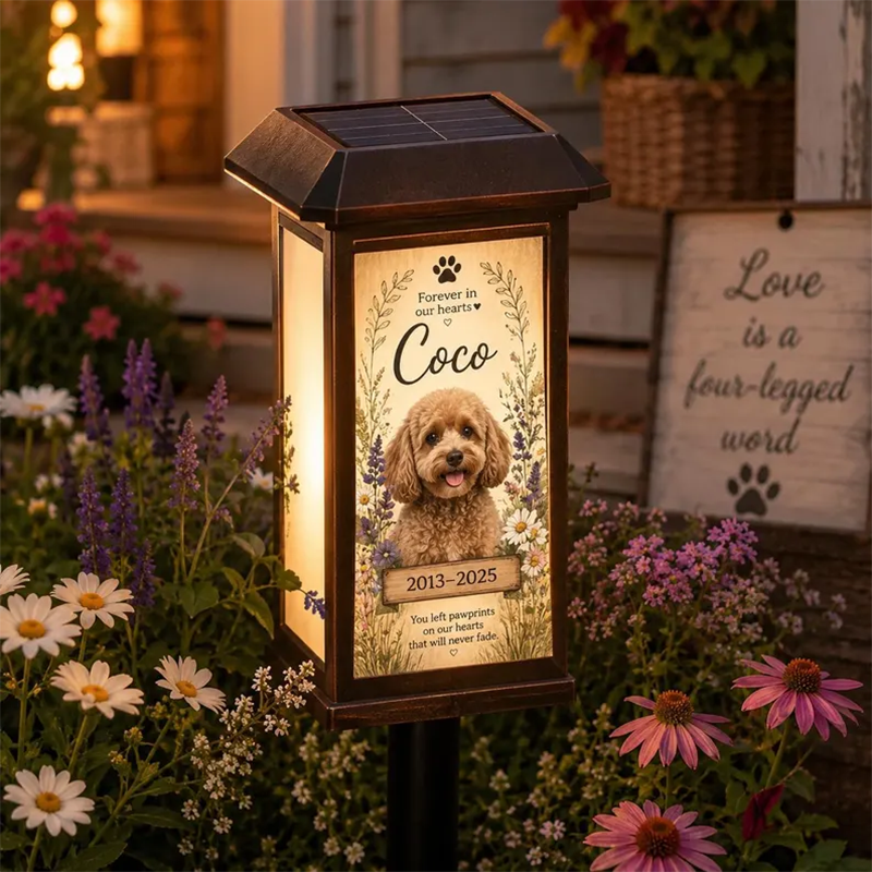 Personalized Pet Memorial Solar Light, Custom Dog Cat Garden Stake,