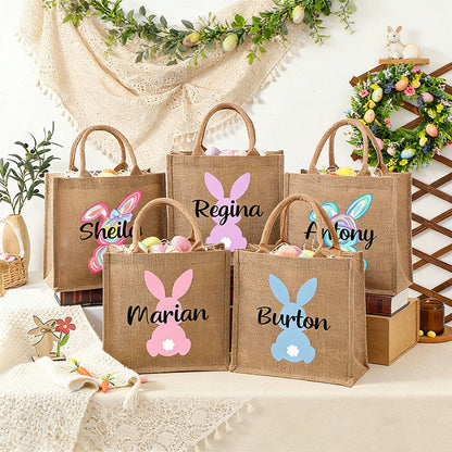 Personalized Easter Tote bag with Bunny,Easter Basket gift,Easter Bag with Name,Easter Gift