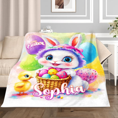 Custom Kids Blanket, Kids Name Blanket, Personalized Baby Easter Blanket