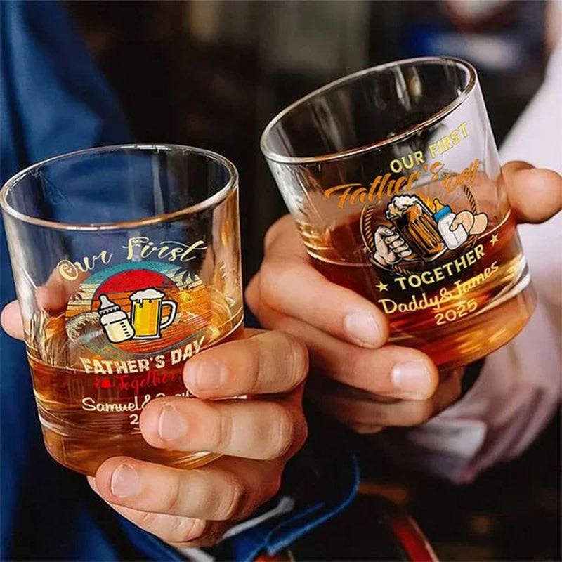 Personalized Cute Milk Bottle and Beer Mug Design 10 oz Whiskey Glass