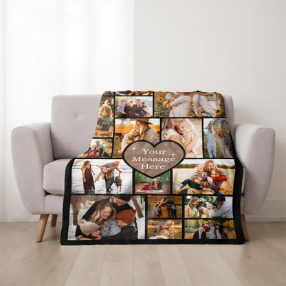 Photo Blanket Collage Picture Blanket With Text, Family Blanket
