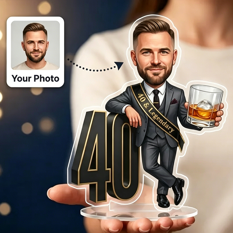 Birthday Caricature Standee & Cake Topper, Personalised from Your Photo, 30th 40th 50th 60th
