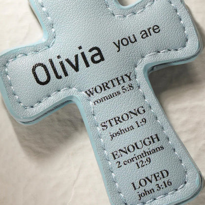 Custom Name Bible Verses Cross Shaped Leather Magnetic Christian Bookmark Clip
