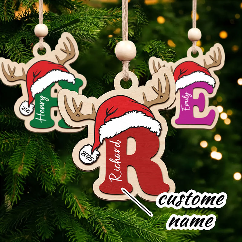 Personalized Name/Initials Christmas Reindeer & Tree Pendant
