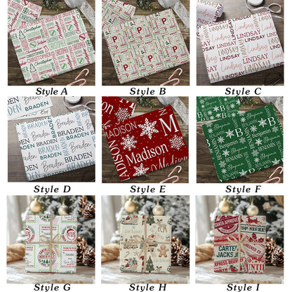 Holiday Repeating Name Personalized Wrapping Paper Christmas Wrapping Paper