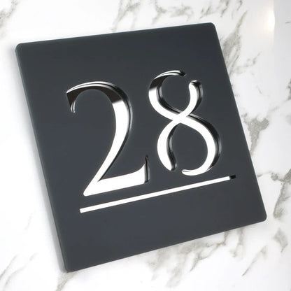 Laser Cut Matt Black & Copper Mirror Floating House Signs Door Number Sign Plaque