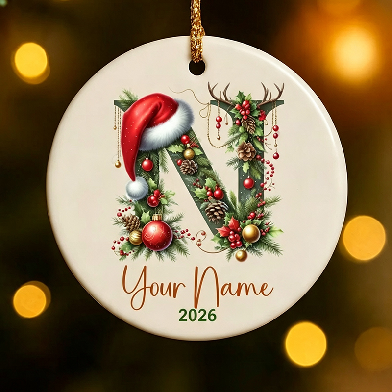 Personalized Monogram Keepsake Ornament 2026 – Custom Initial Name Decor