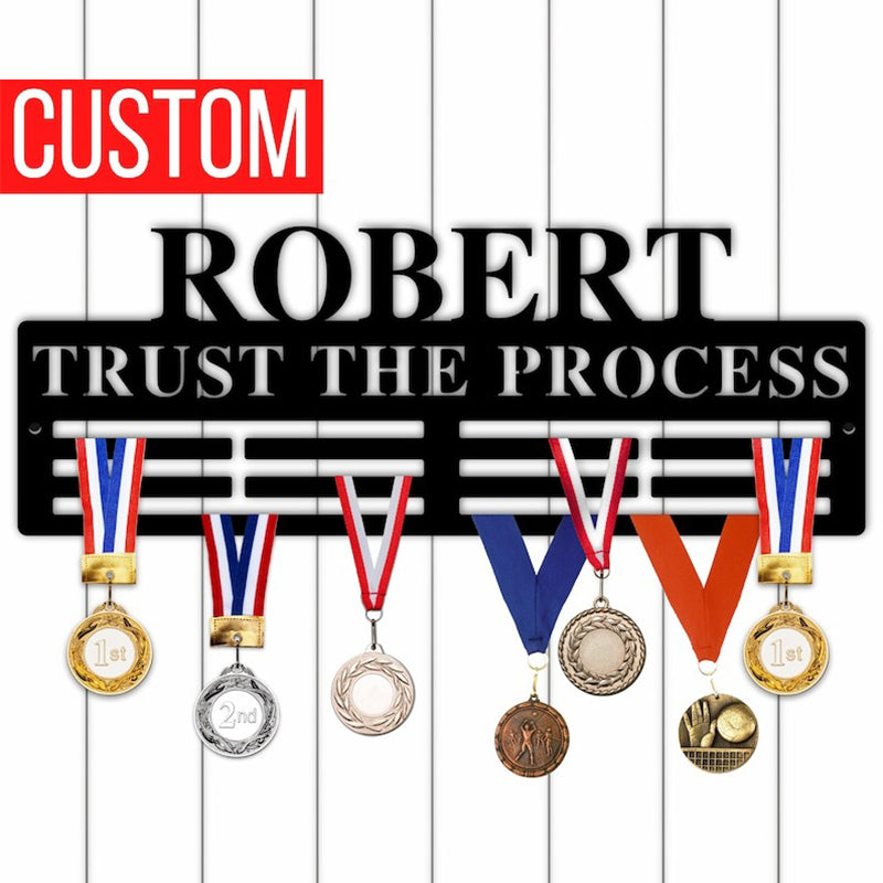 Personalized Sports Medal Display Hanger, Custom Name Medal Hanger