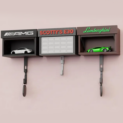 Mini Garage Key Holder: Toy Car Display with Hidden Compartment